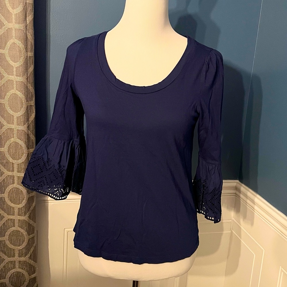 Banana Republic Scoop Neck Puff 3/4 Sleeve Tee